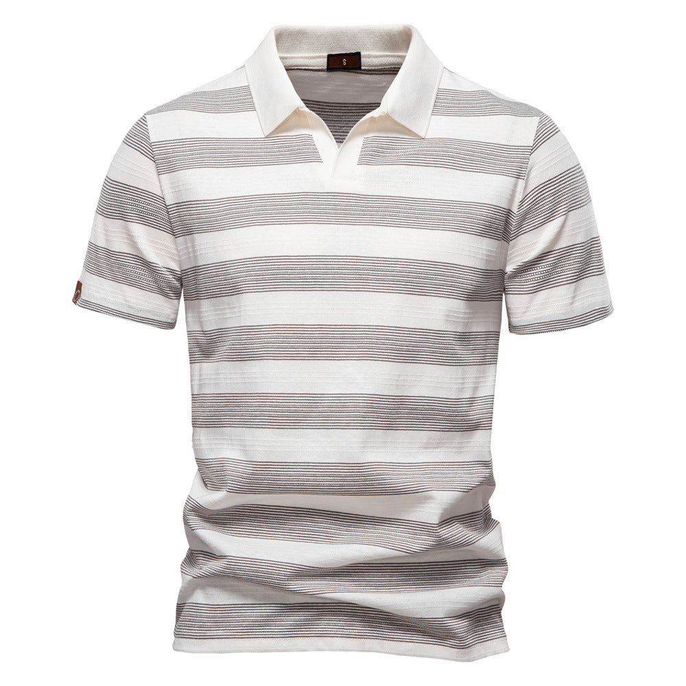 Striped Lapel Men's Polo Shirt Fashion - Image 7