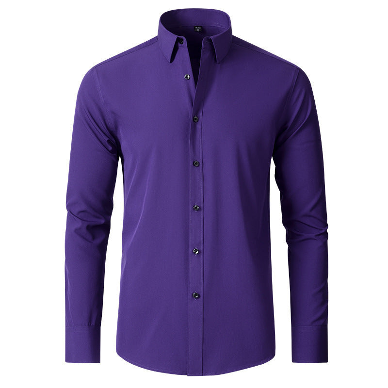 Korean Slim-fit Solid Color Shirt Men's Shirt - Image 5