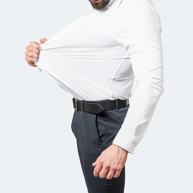 Korean Slim-fit Solid Color Shirt Men's Shirt - Image 3