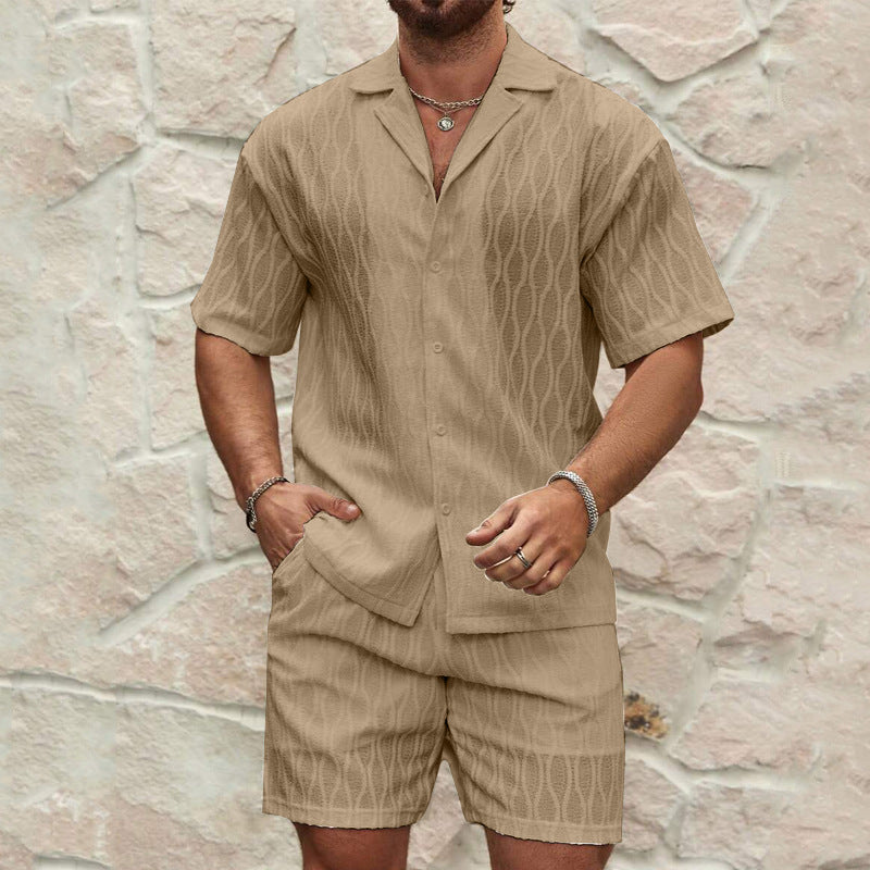 Men Tracksuits Summer Fashion Solid Loose Casual Two Pieces Lapel Button Shirt Shorts Beach Holiday All-match Outfits - Image 9