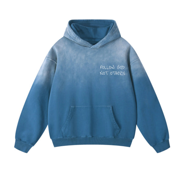American-style Loopback Fabric Hoodie With A Mottled Wash And Gradient Effect - Image 4