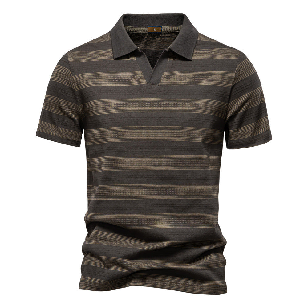 Striped Lapel Men's Polo Shirt Fashion - Image 5