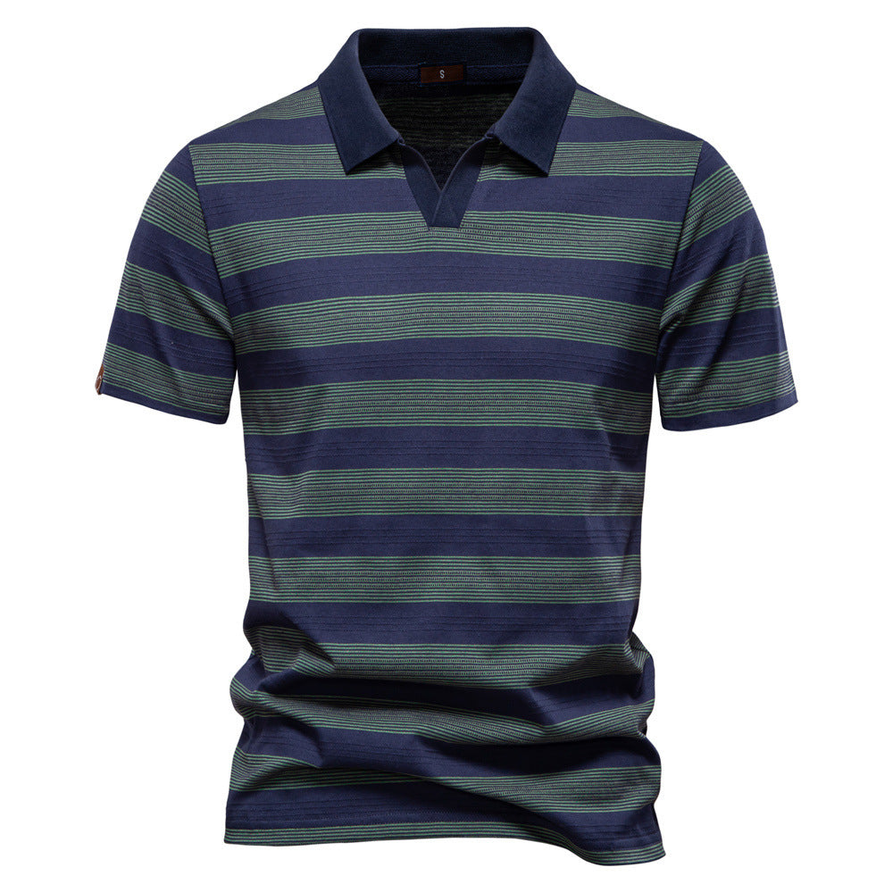 Striped Lapel Men's Polo Shirt Fashion - Image 6