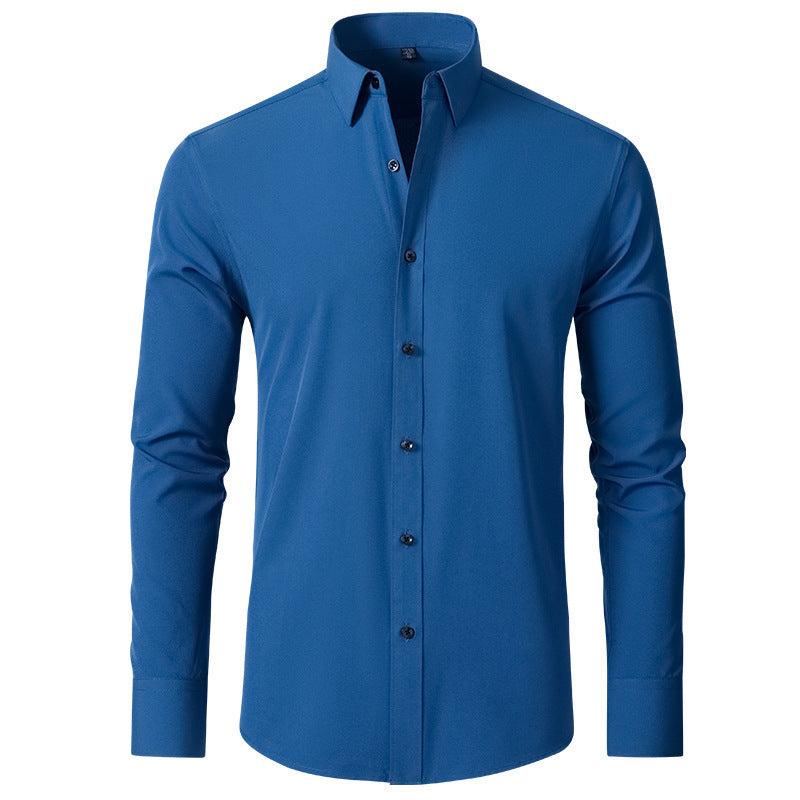 Korean Slim-fit Solid Color Shirt Men's Shirt - Image 4